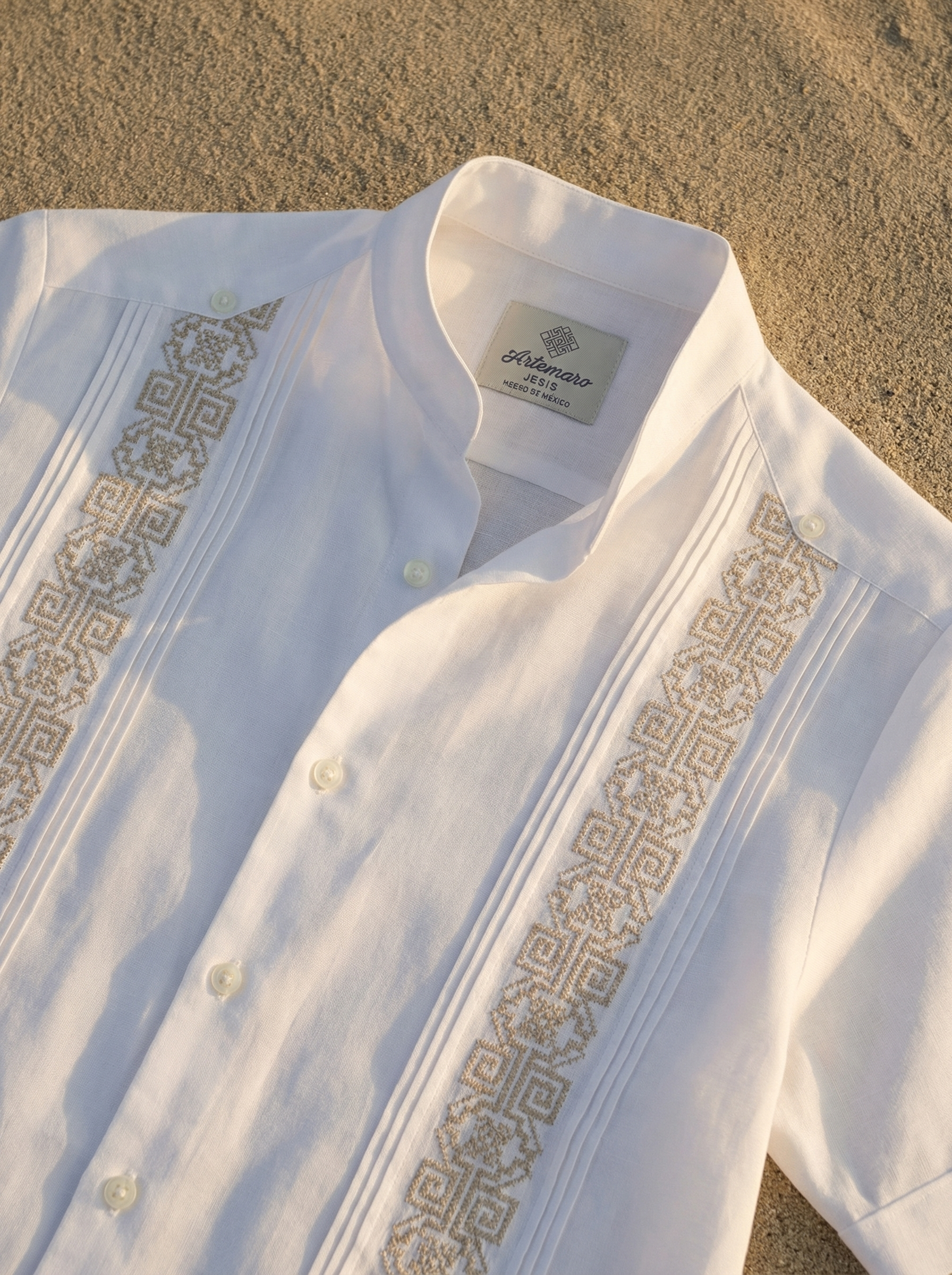 GUAYABERA AZTECA BLANCO ORO MAO