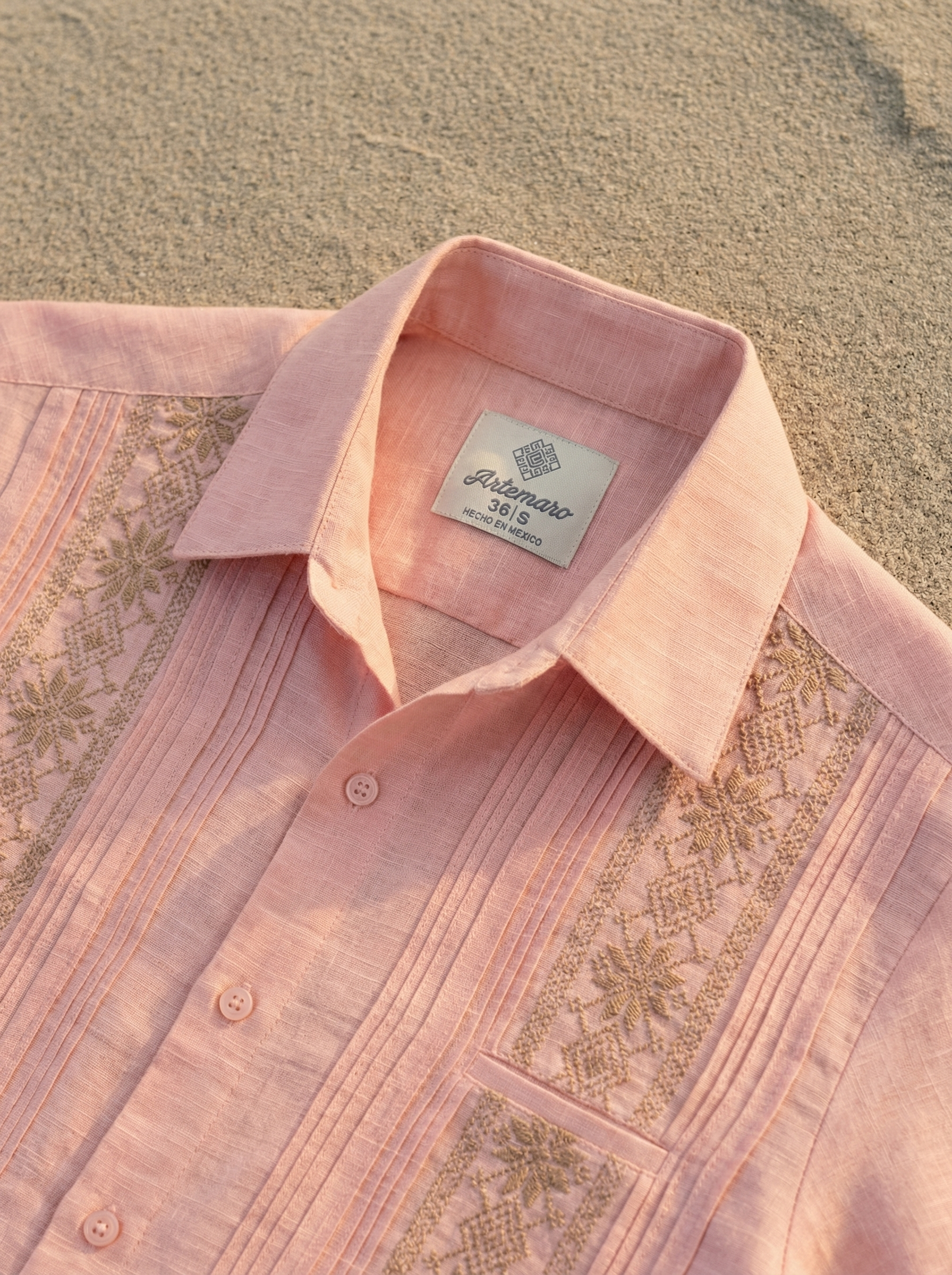 GUAYABERA TULÚM SALMÓN PASTEL