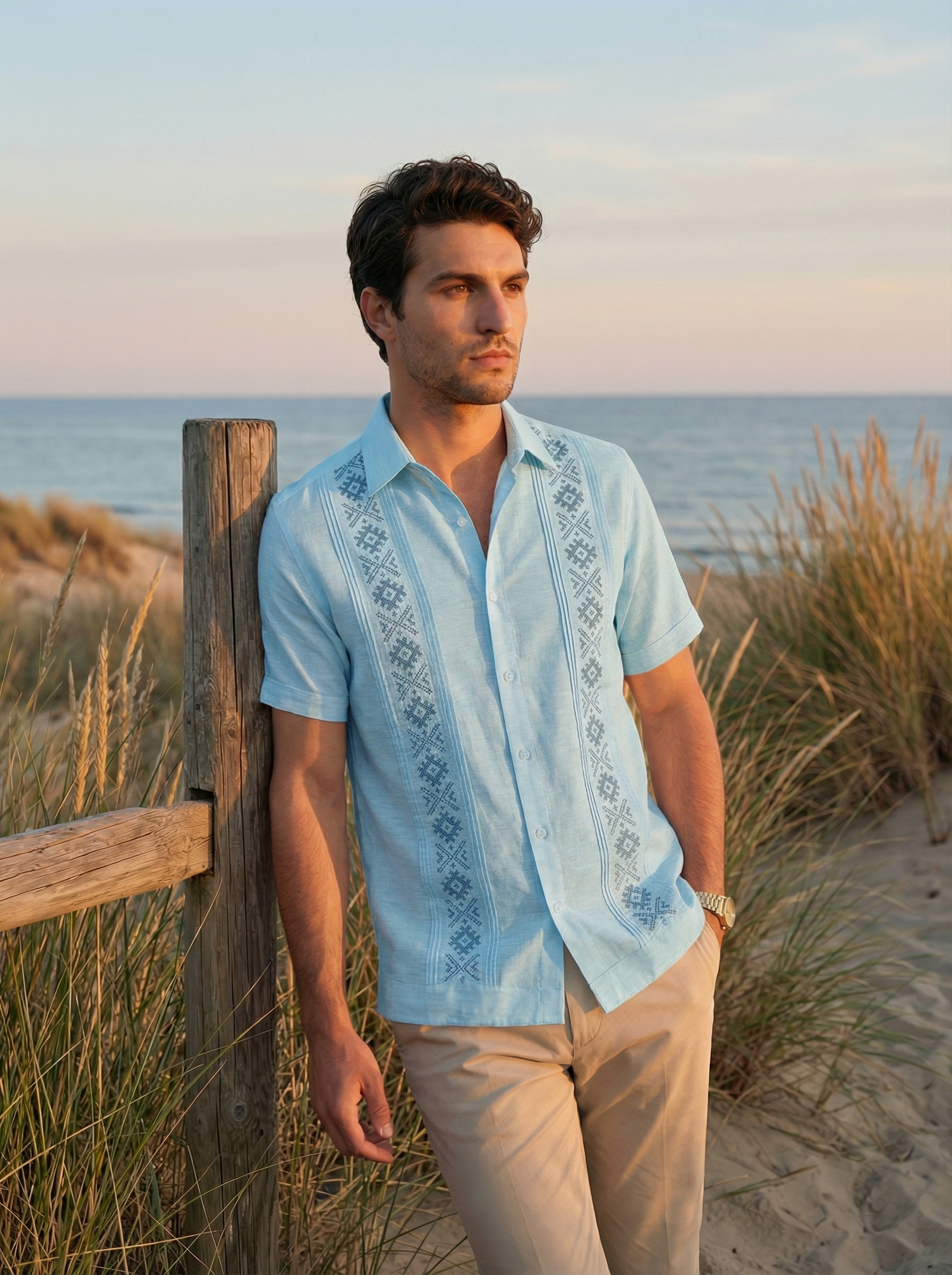 GUAYABERA KAMBA CELESTE