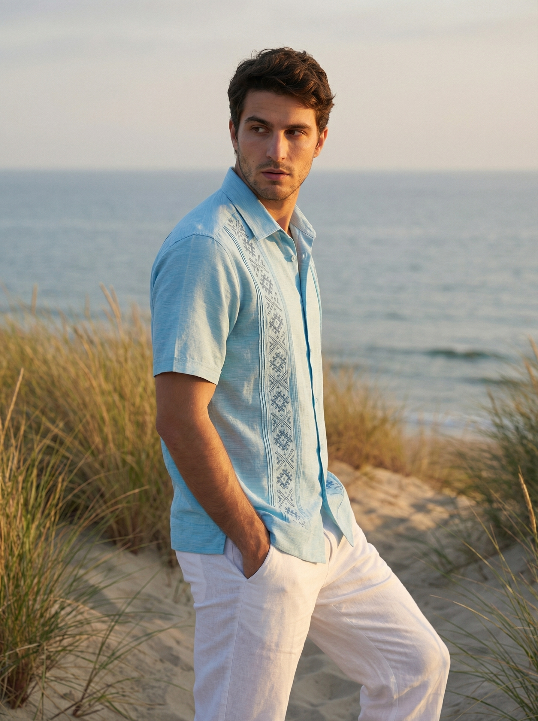 GUAYABERA KAMBA CELESTE