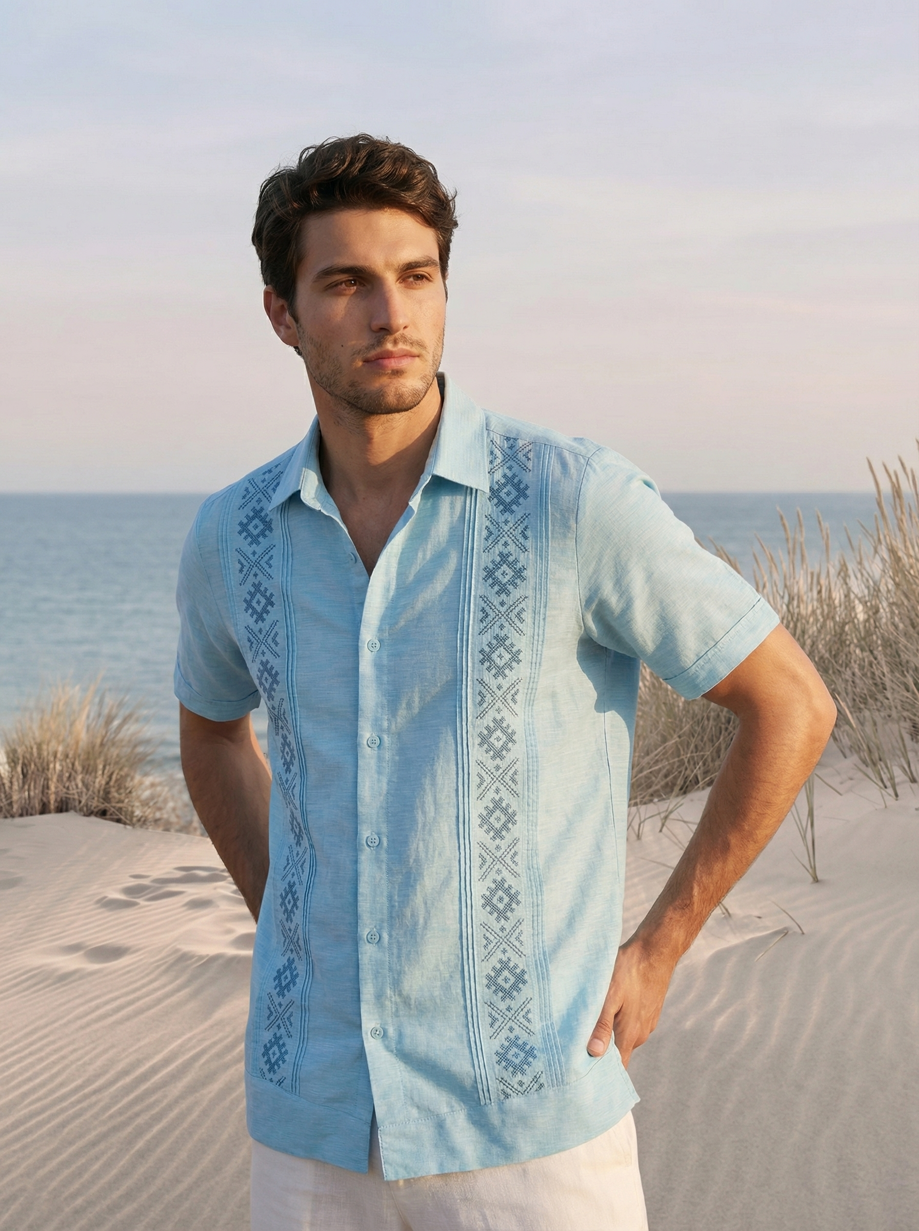 GUAYABERA KAMBA CELESTE