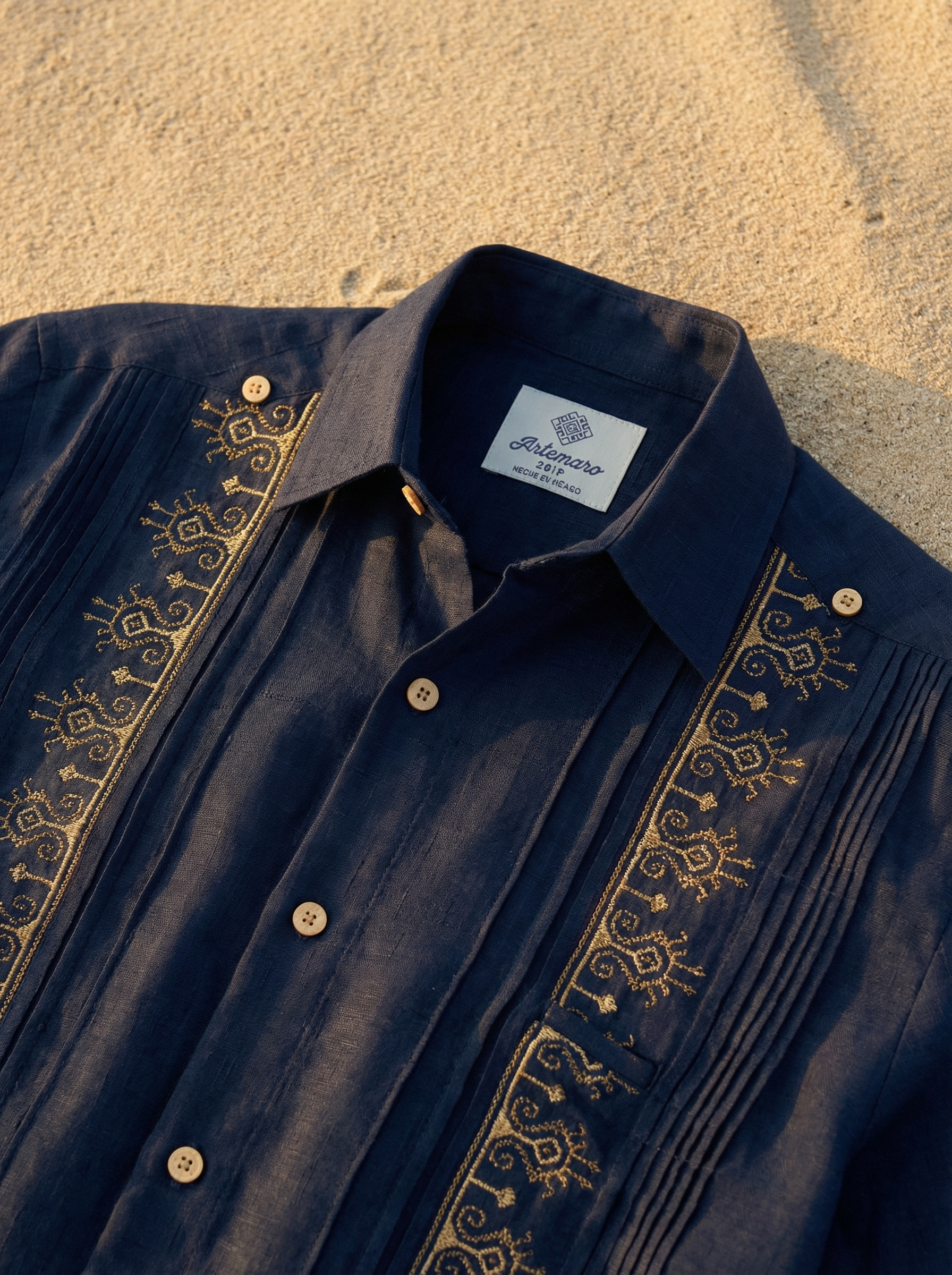 GUAYABERA CARACOL MEZCLILLA