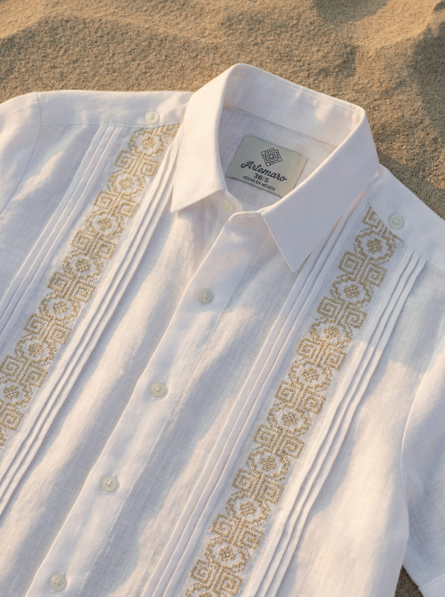 GUAYABERA AZTECA BLANCO ORO