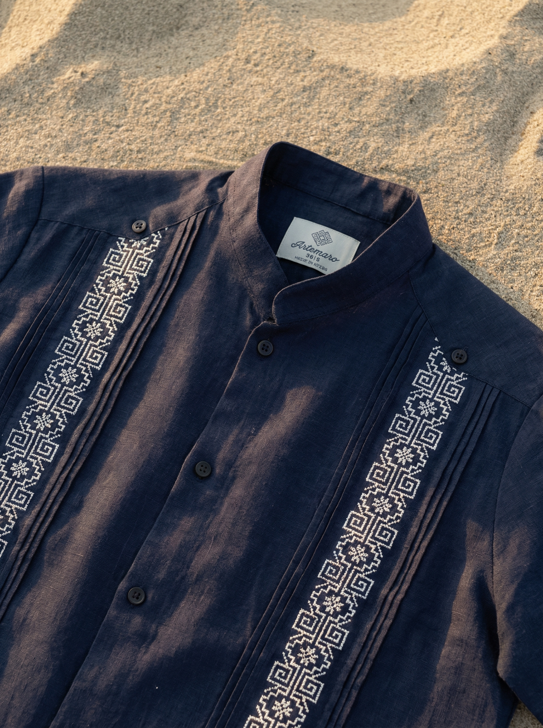 GUAYABERA AZTECA AZUL MARINO MAO