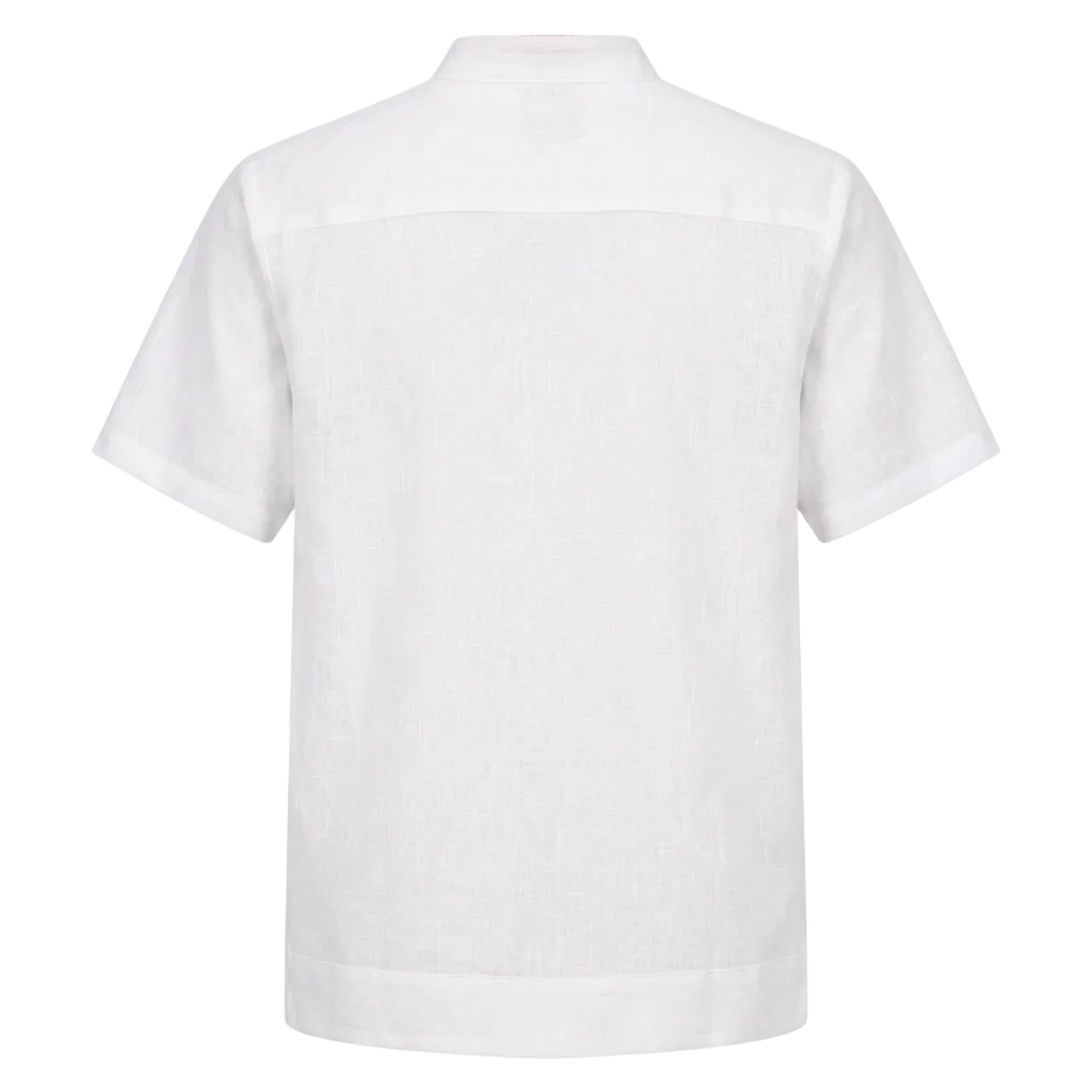 GUAYABERA ESPITA BLANCO ALETA ROSA MAO
