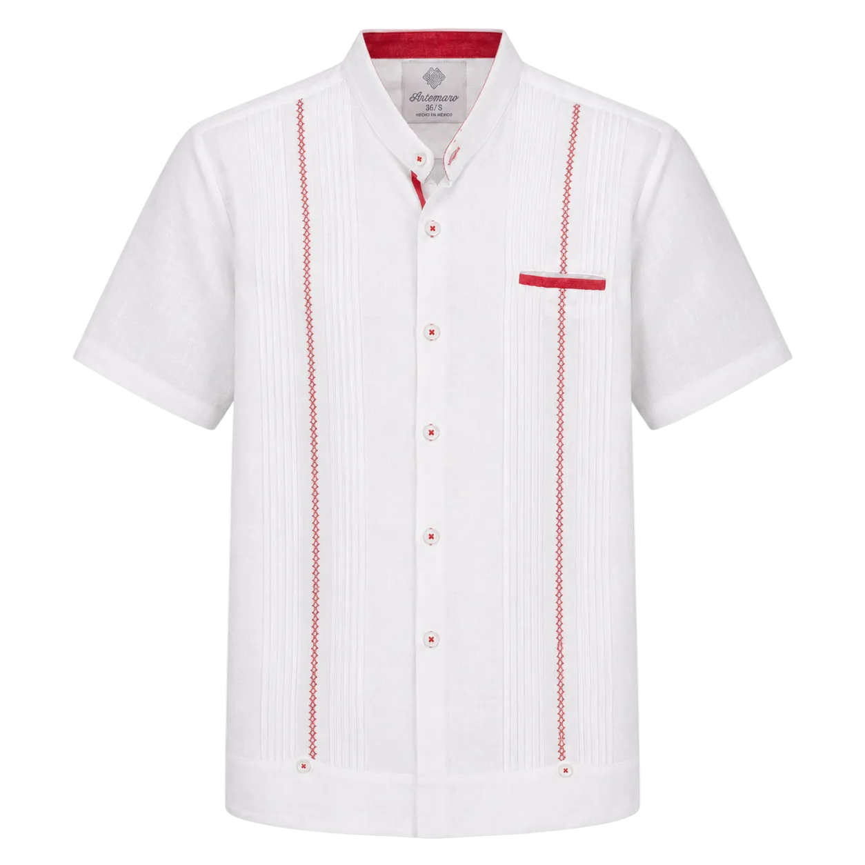 GUAYABERA ESPITA BLANCO ALETA ROSA MAO