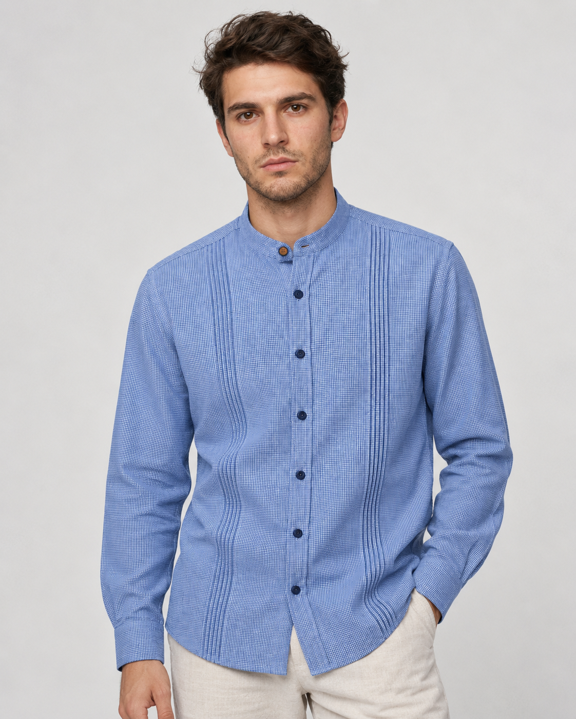 CAMISA MAO ALFORZAS VICK INDIGO