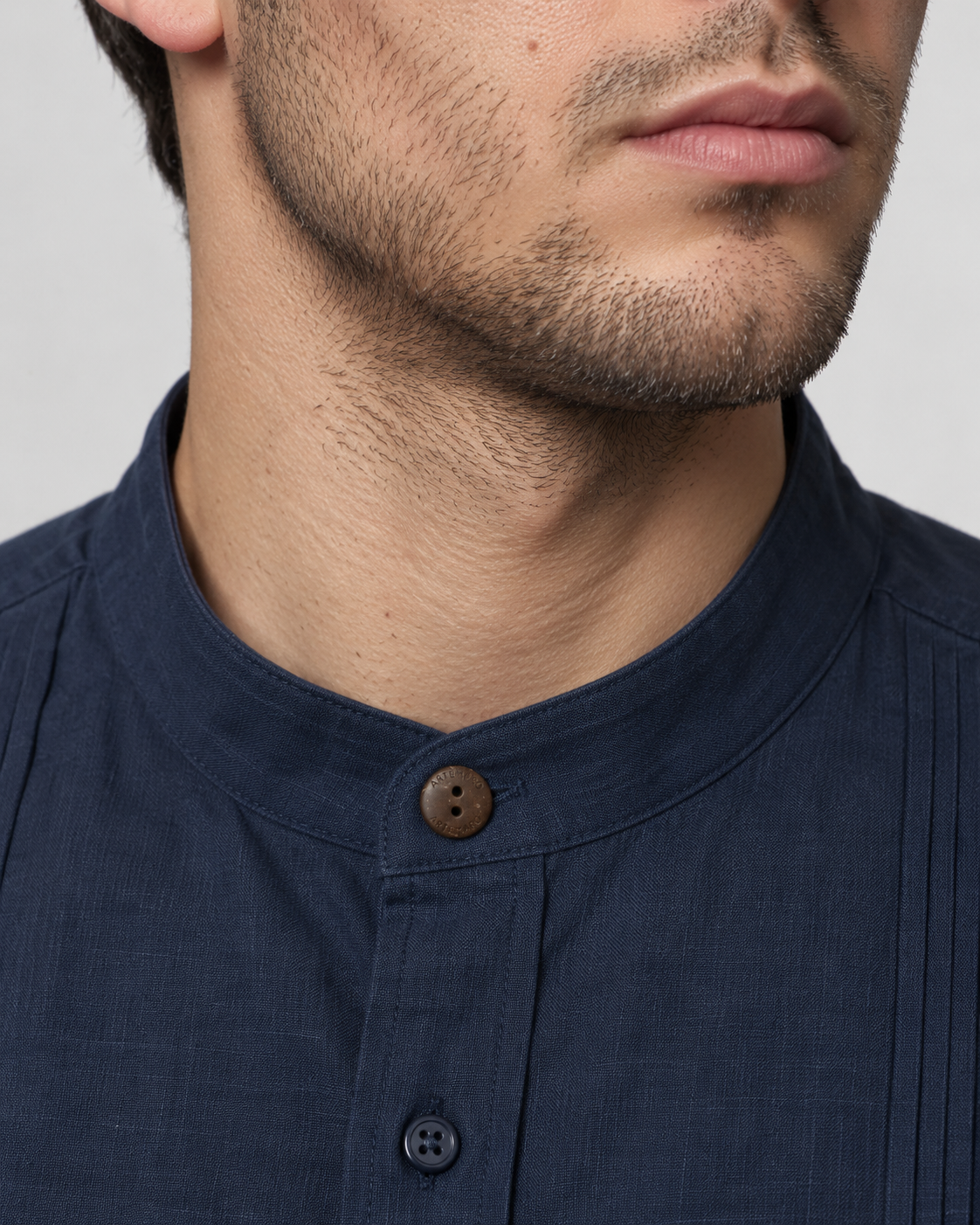 CAMISA MAO ALFORZAS AZUL PETROLEO