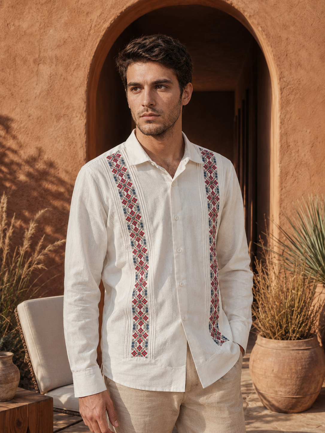 GUAYABERA ALBA HUESO