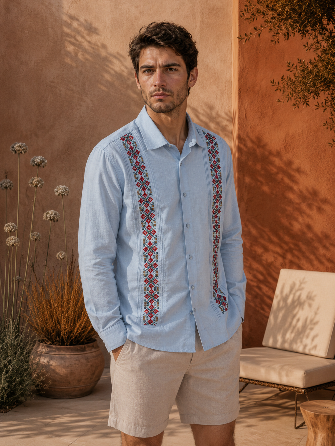 GUAYABERA ALBA CELESTE