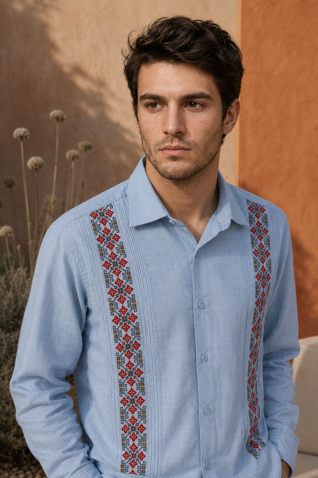 GUAYABERA ALBA CELESTE