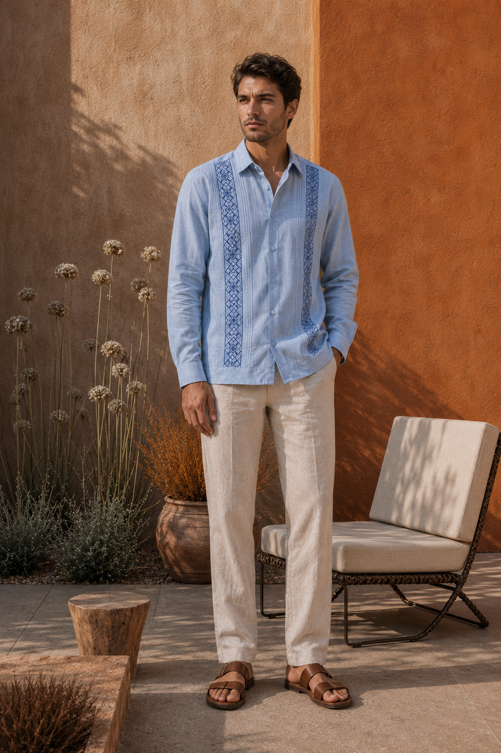 GUAYABERA ARTEMARO CELESTE