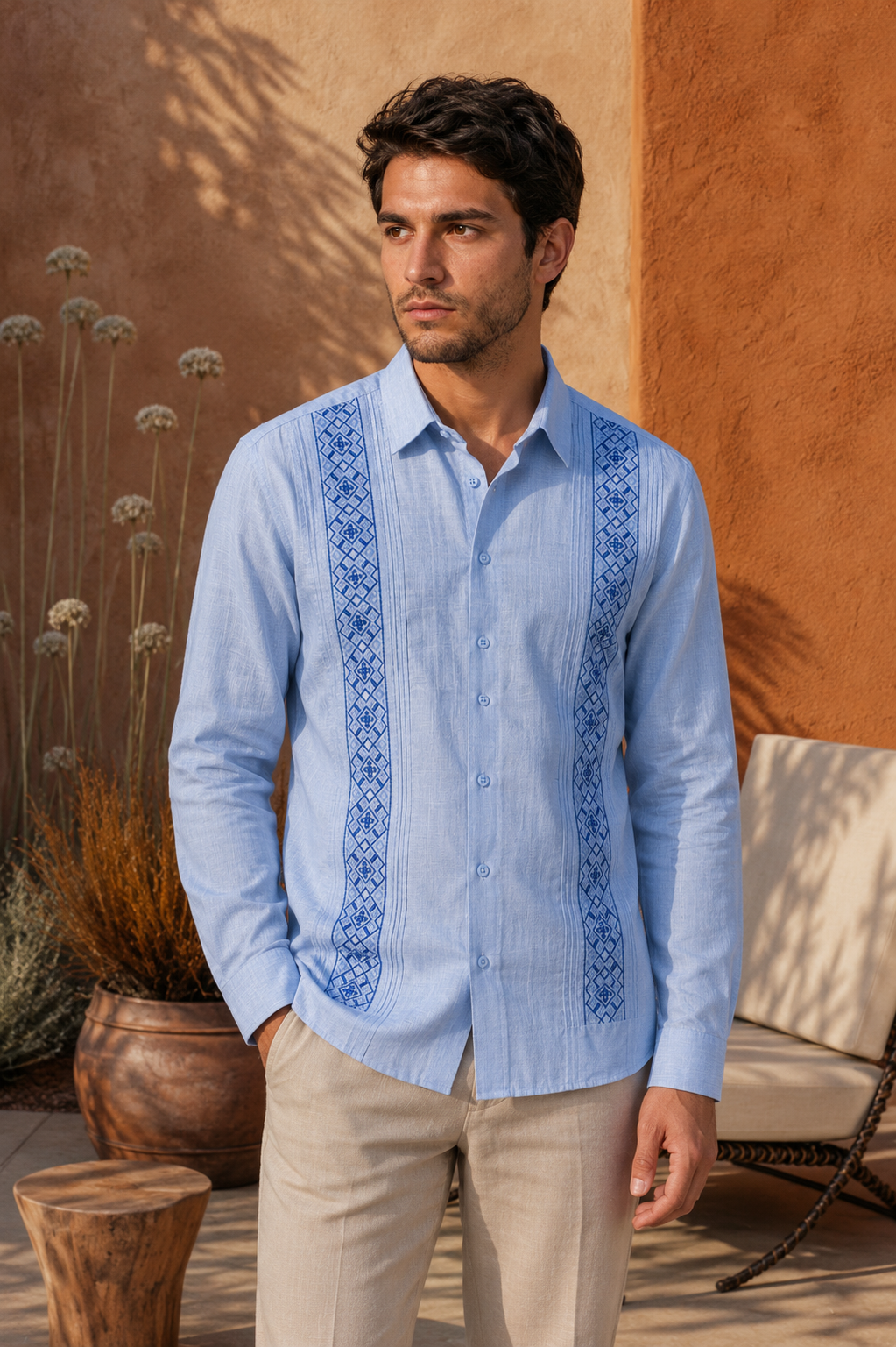 GUAYABERA ARTEMARO CELESTE