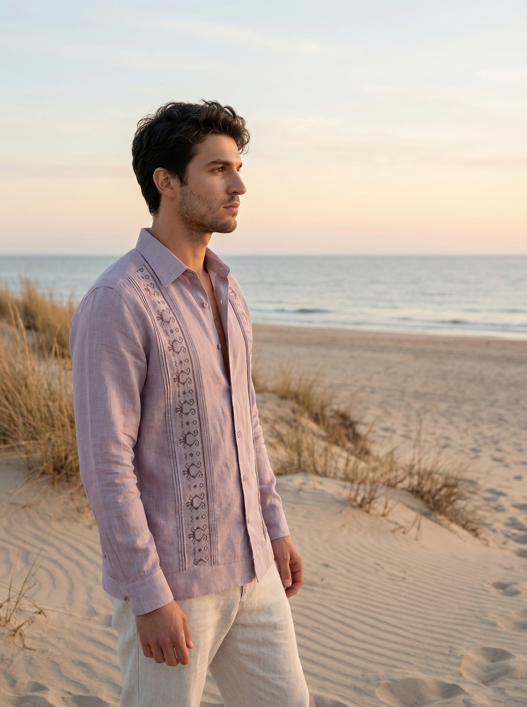 GUAYABERA CARACOL GUINDA