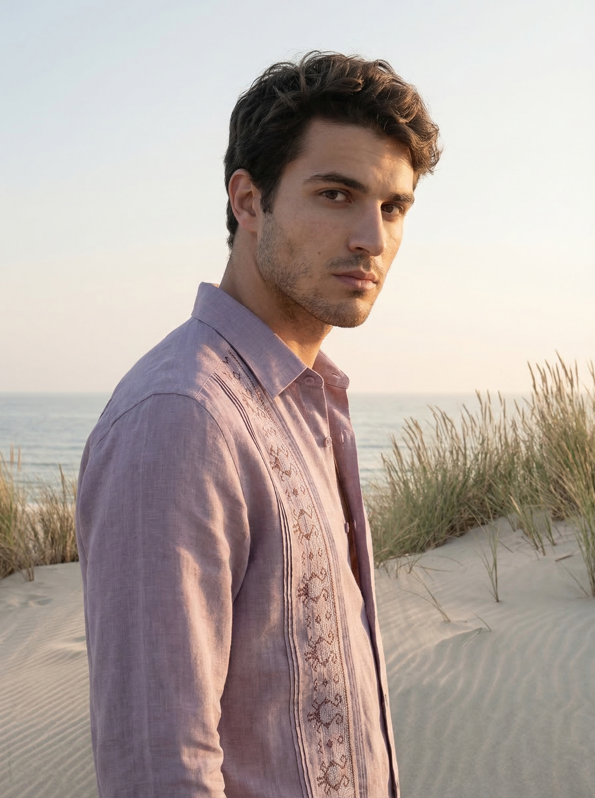 GUAYABERA CARACOL GUINDA