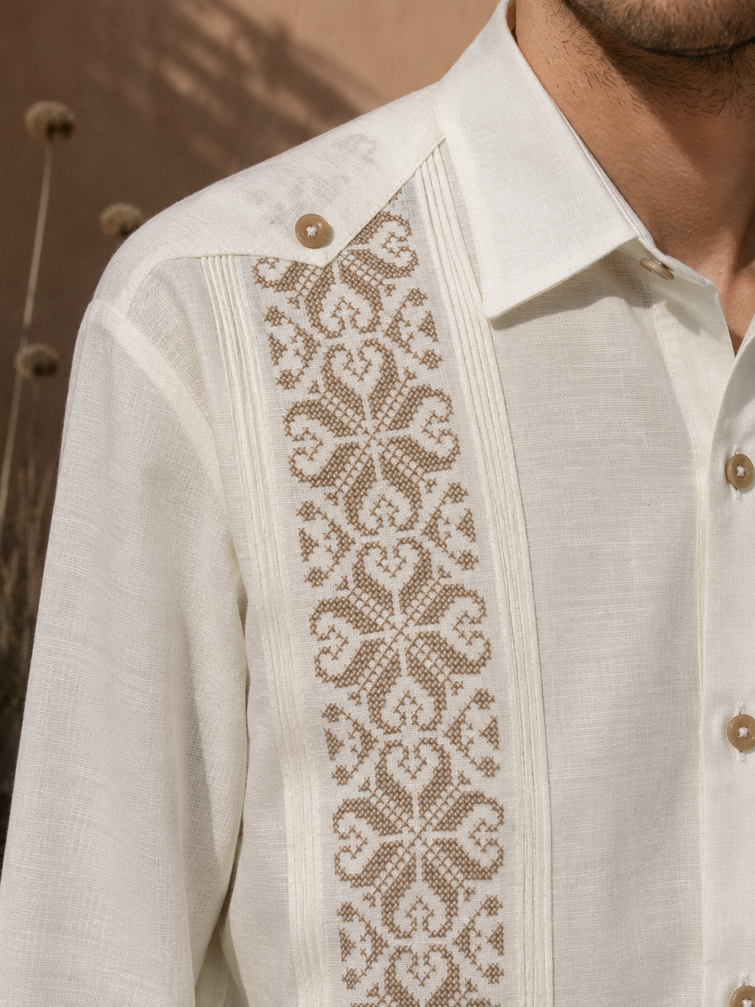 GUAYABERA CORAZON BEIGE