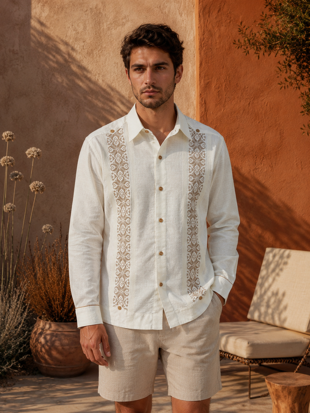GUAYABERA CORAZON BEIGE