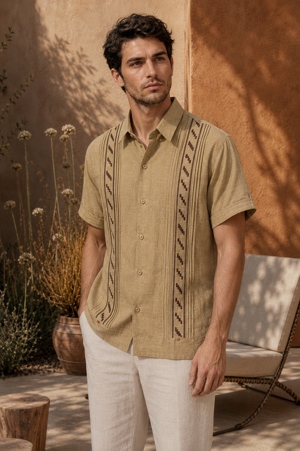 GUAYABERA EUFEMIO CAFÉ