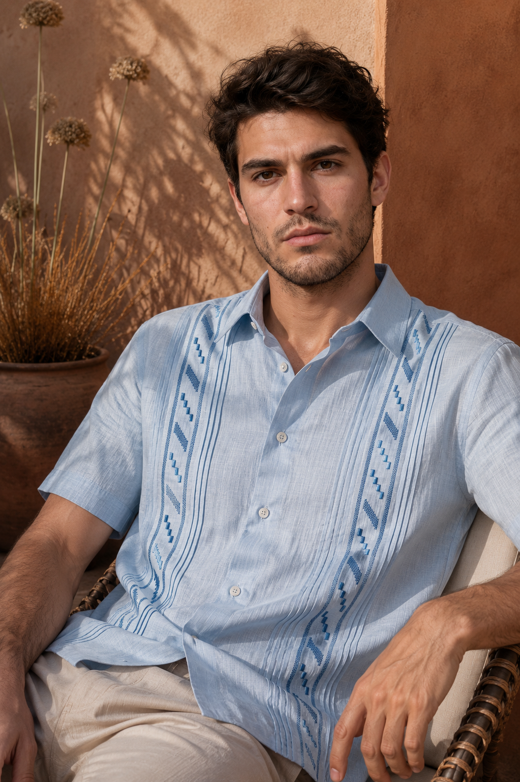 GUAYABERA EUFEMIO AZUL