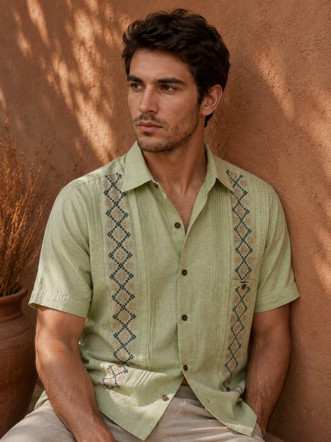 GUAYABERA ROMBOS LIMON