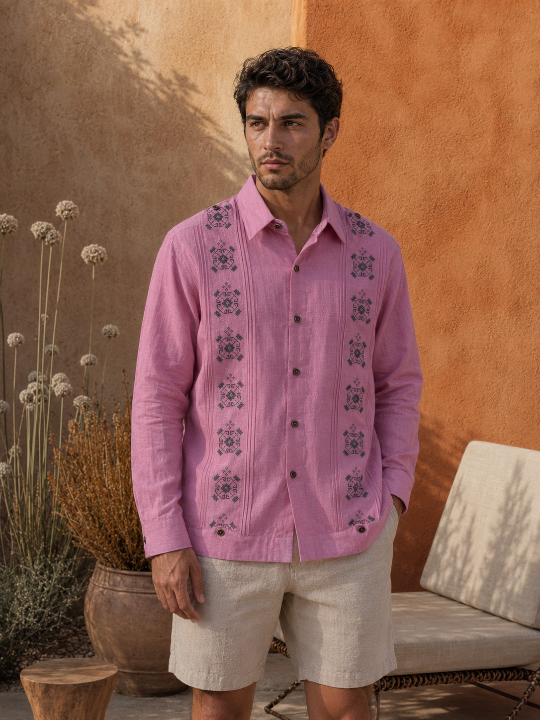 GUAYABERA ROSA UNO
