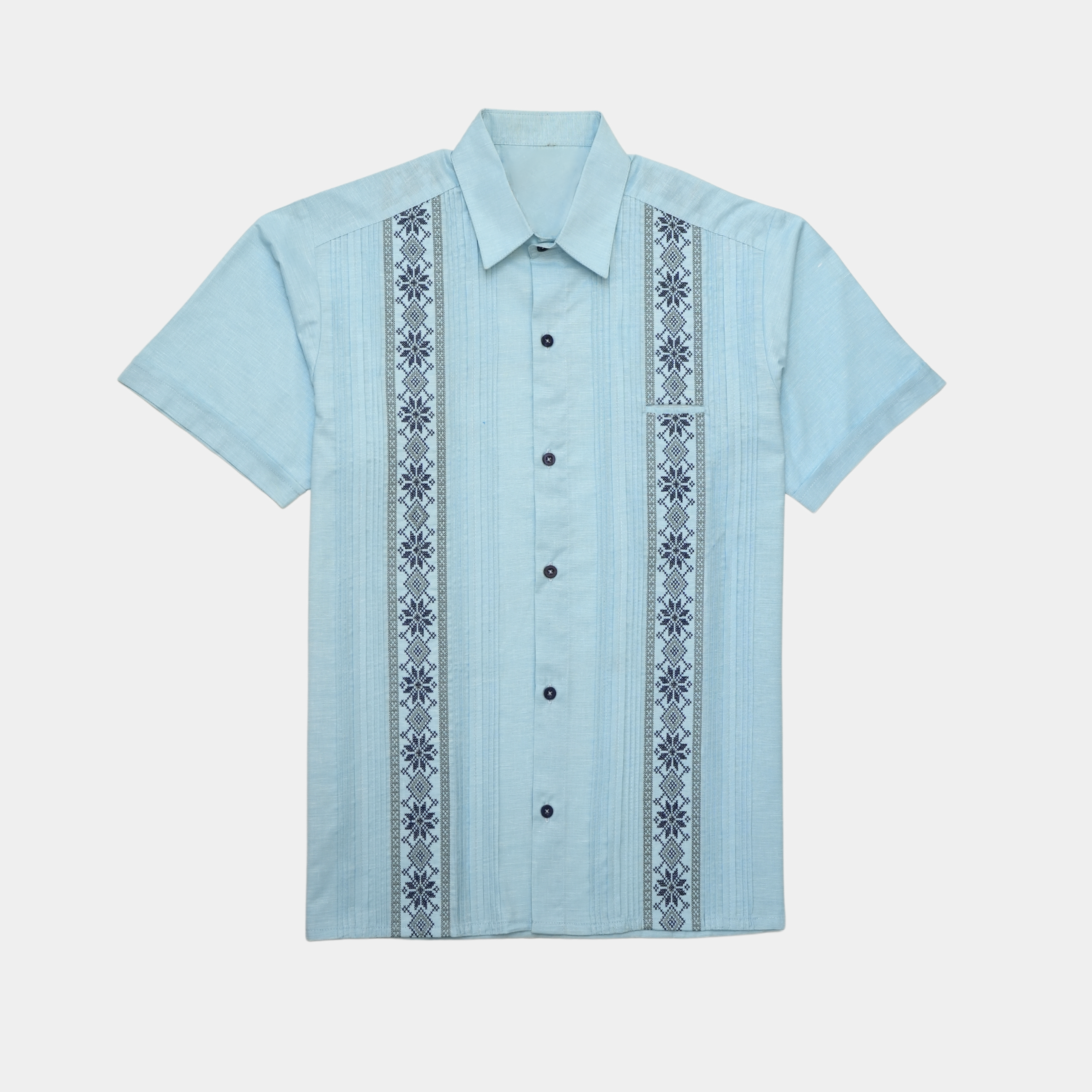GUAYABERA TULÚM AZUL PASTEL MANGA CORTA