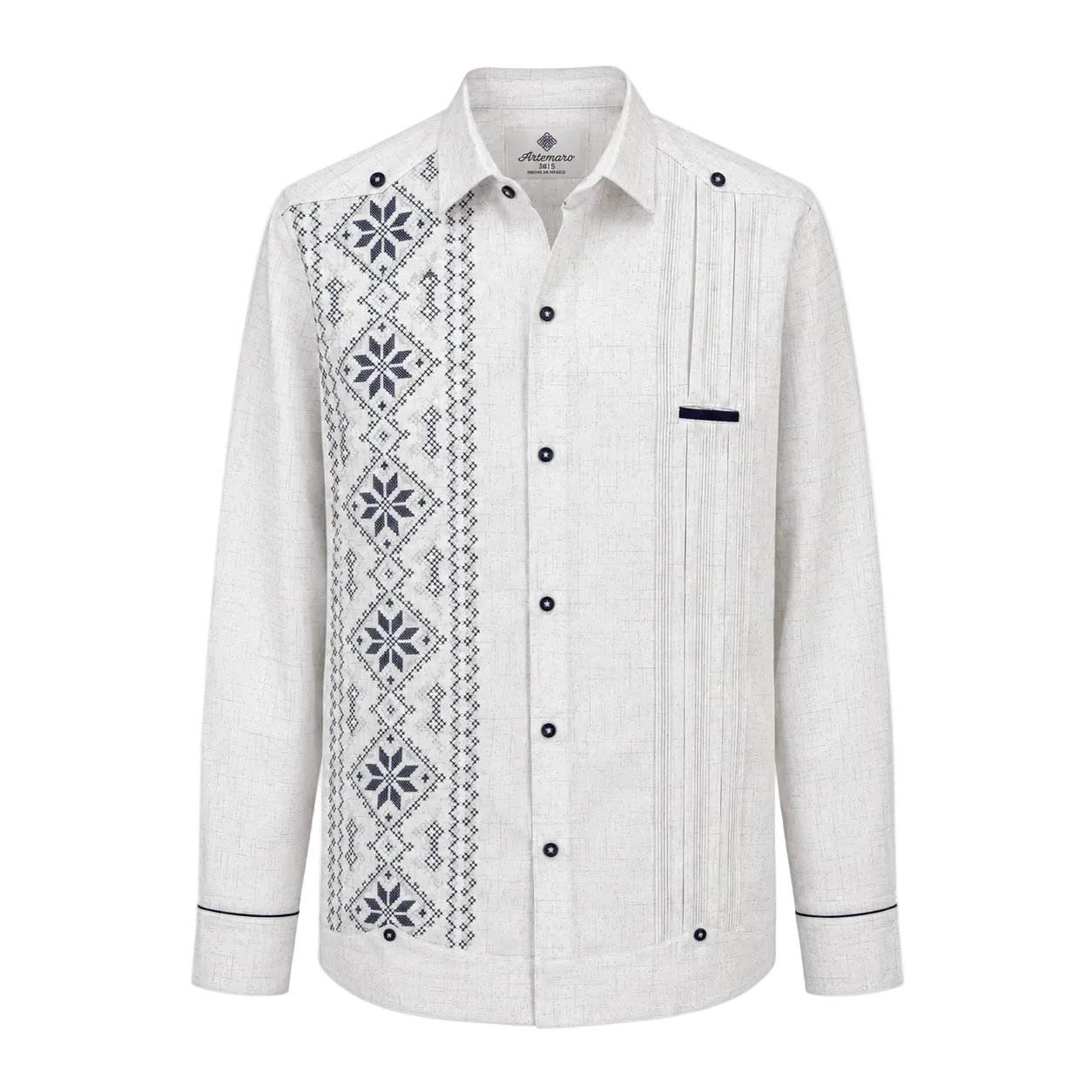 GUAYABERA JC BLANCO JAS AZUL MARINO