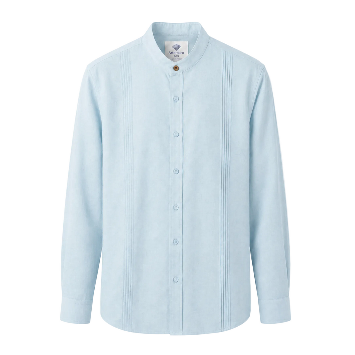 CAMISA MAO ALFORZAS CELESTE