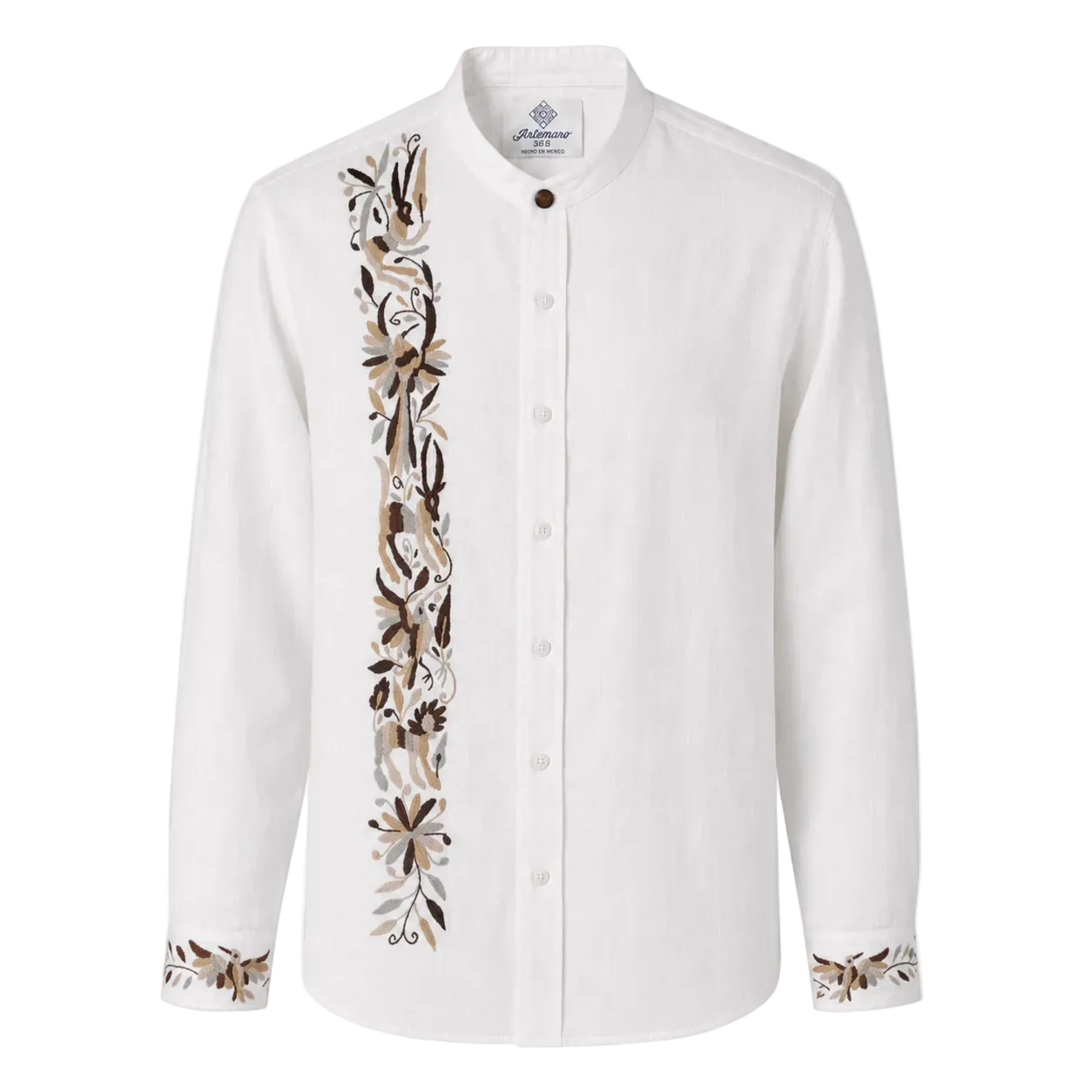 CAMISA MAO BLANCA BORDADO OTOMÍ