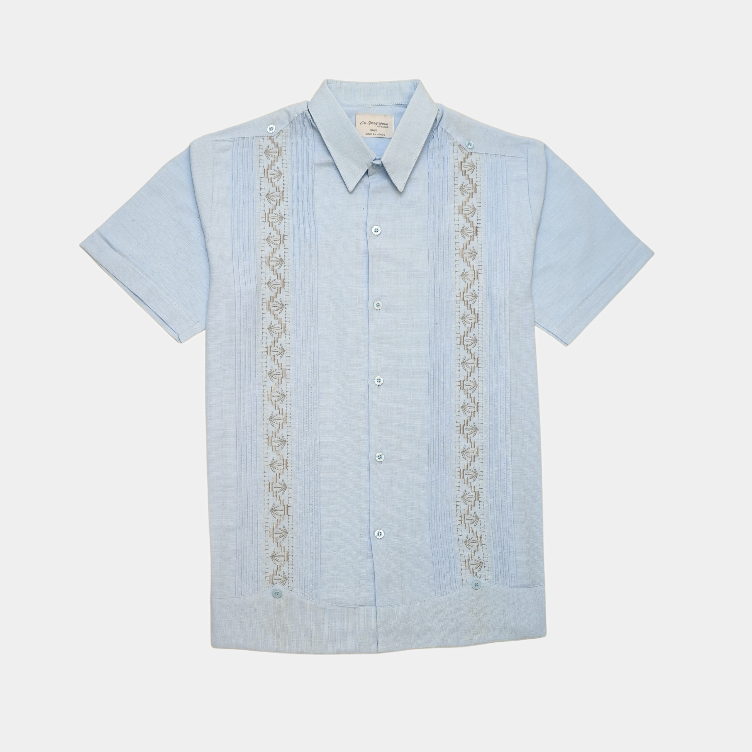 GUAYABERA PALMA CELESTE MANGA CORTA