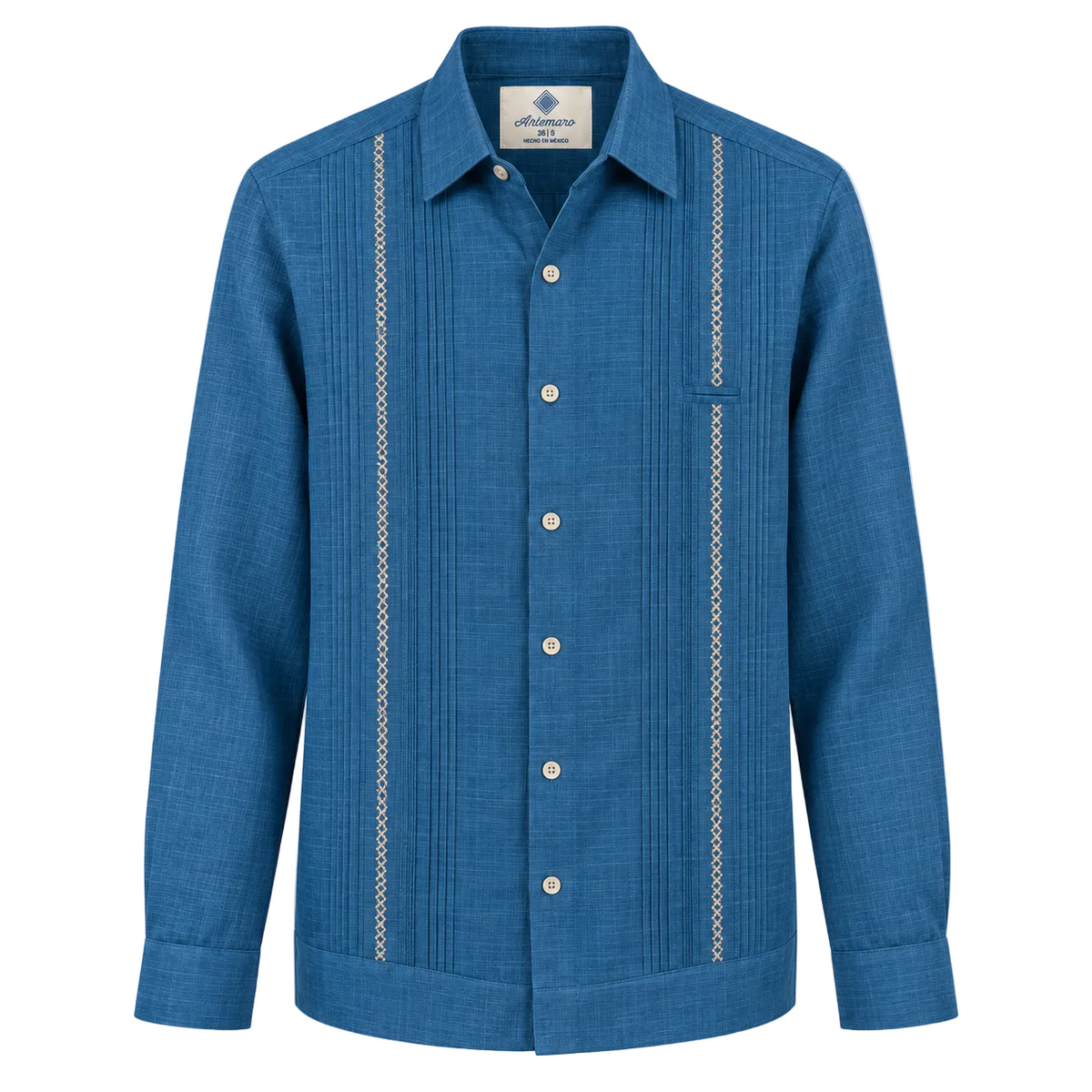 GUAYABERA PICUETA AZUL