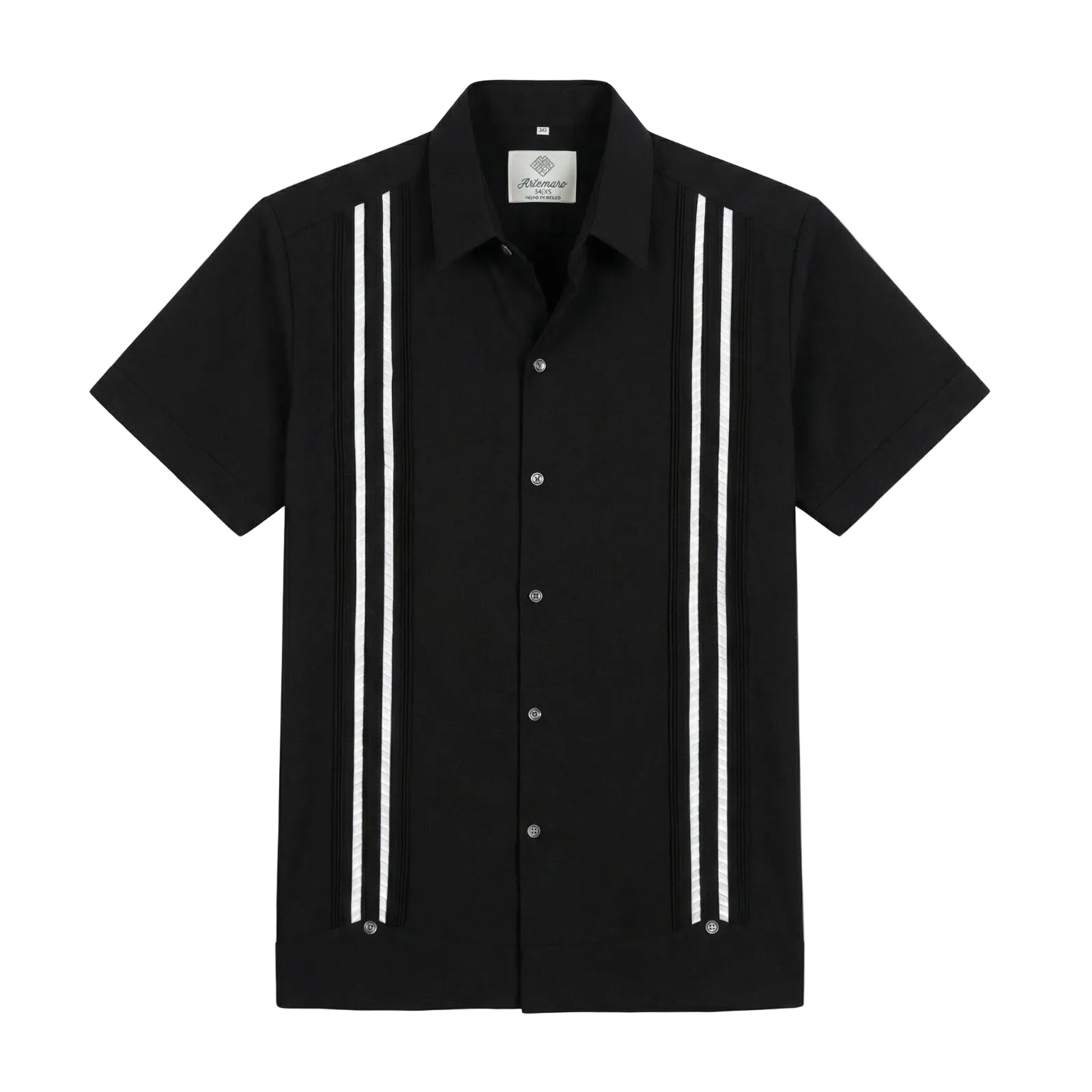 GUAYABERA PLUMILLA NEGRA BAMBOO