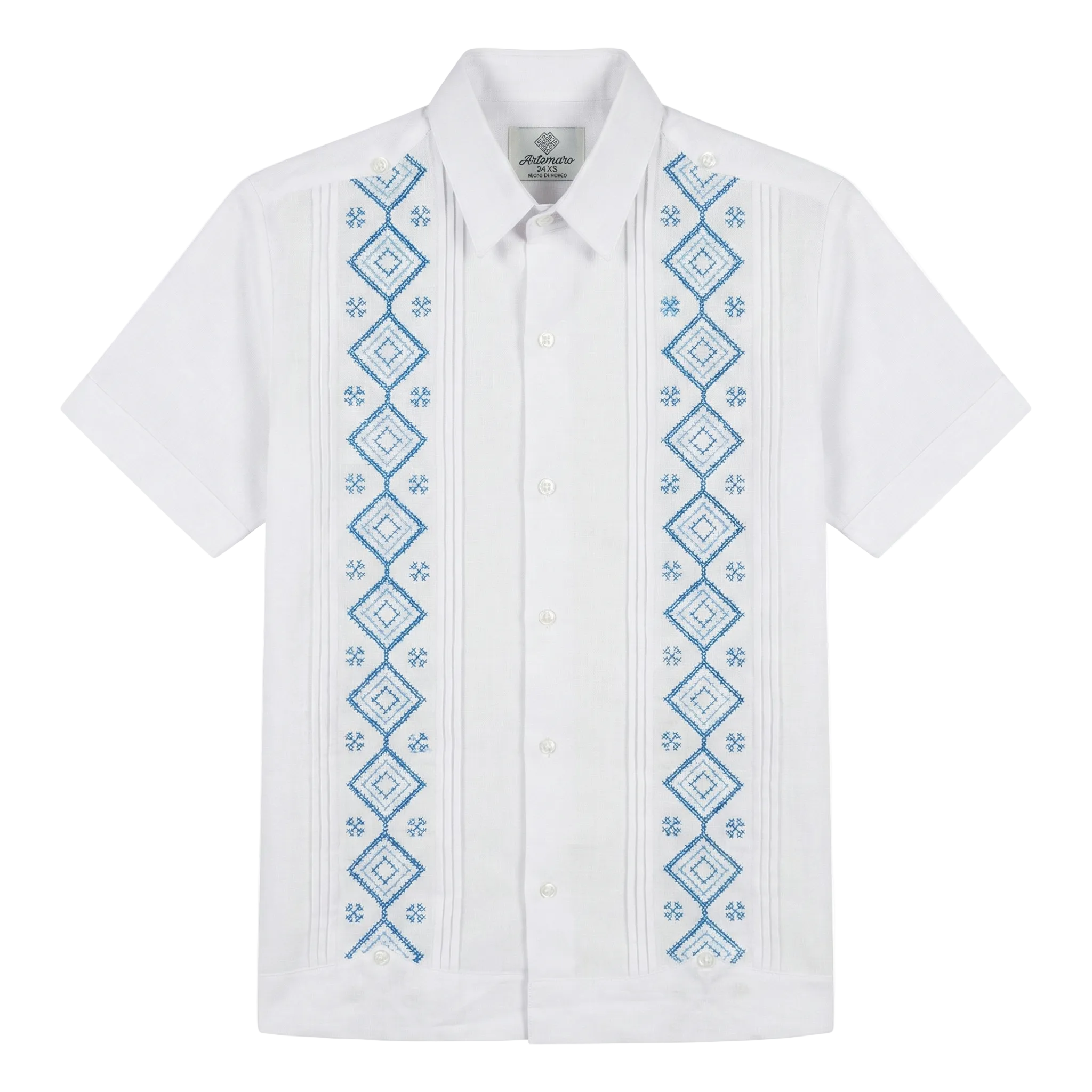 GUAYABERA ROMBOS BLANCA/AZUL