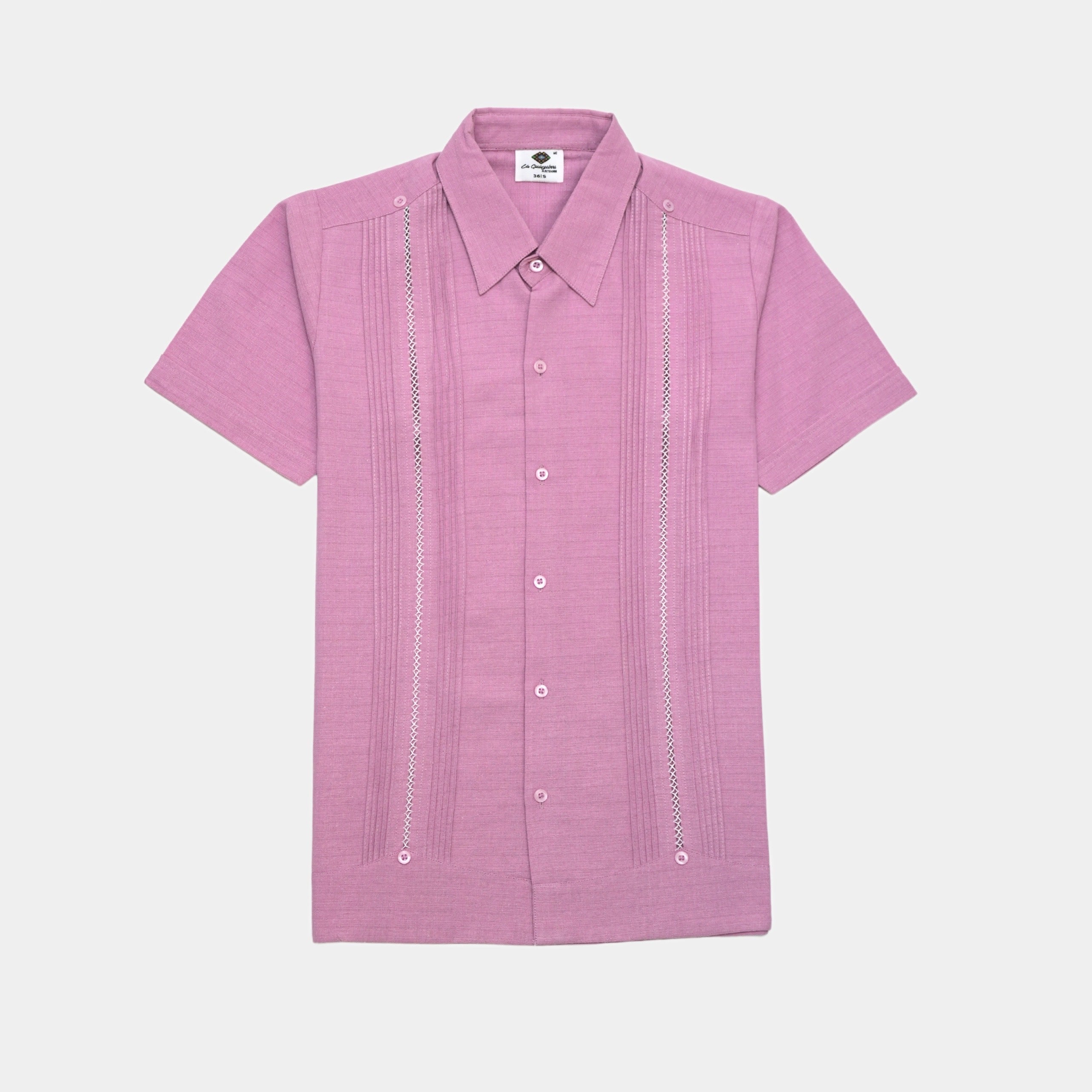 GUAYABERA SPITA ROSA MANGA CORTA