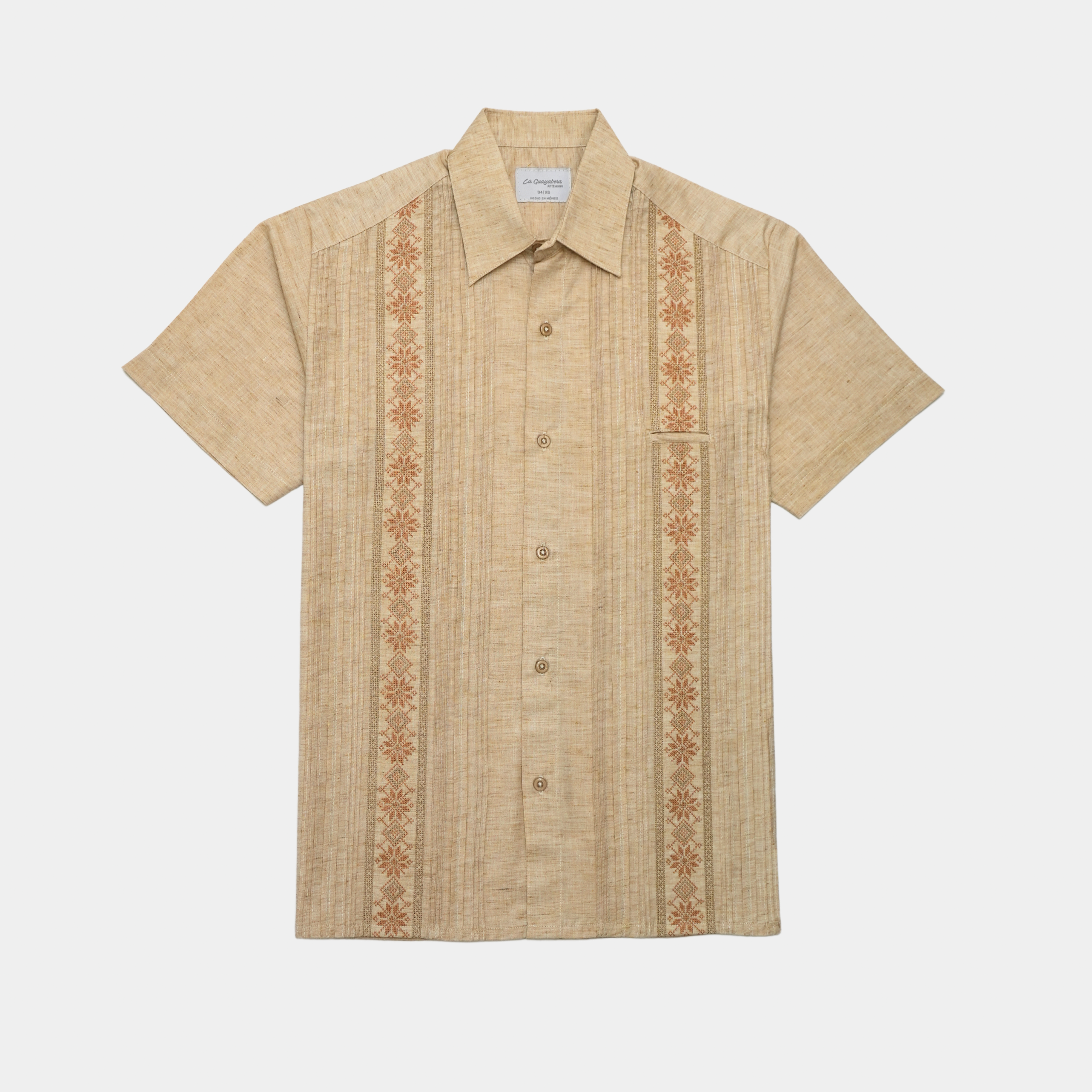 GUAYABERA TULÚM MIEL MANGA CORTA