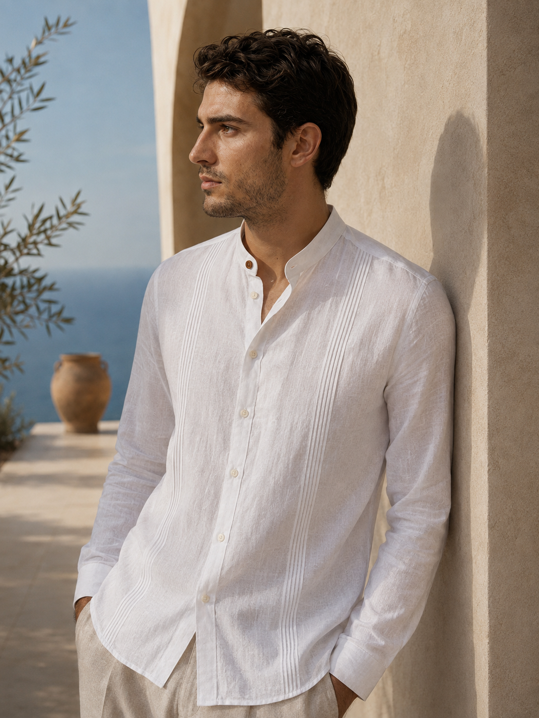 CAMISA MAO ALFORZAS BLANCA