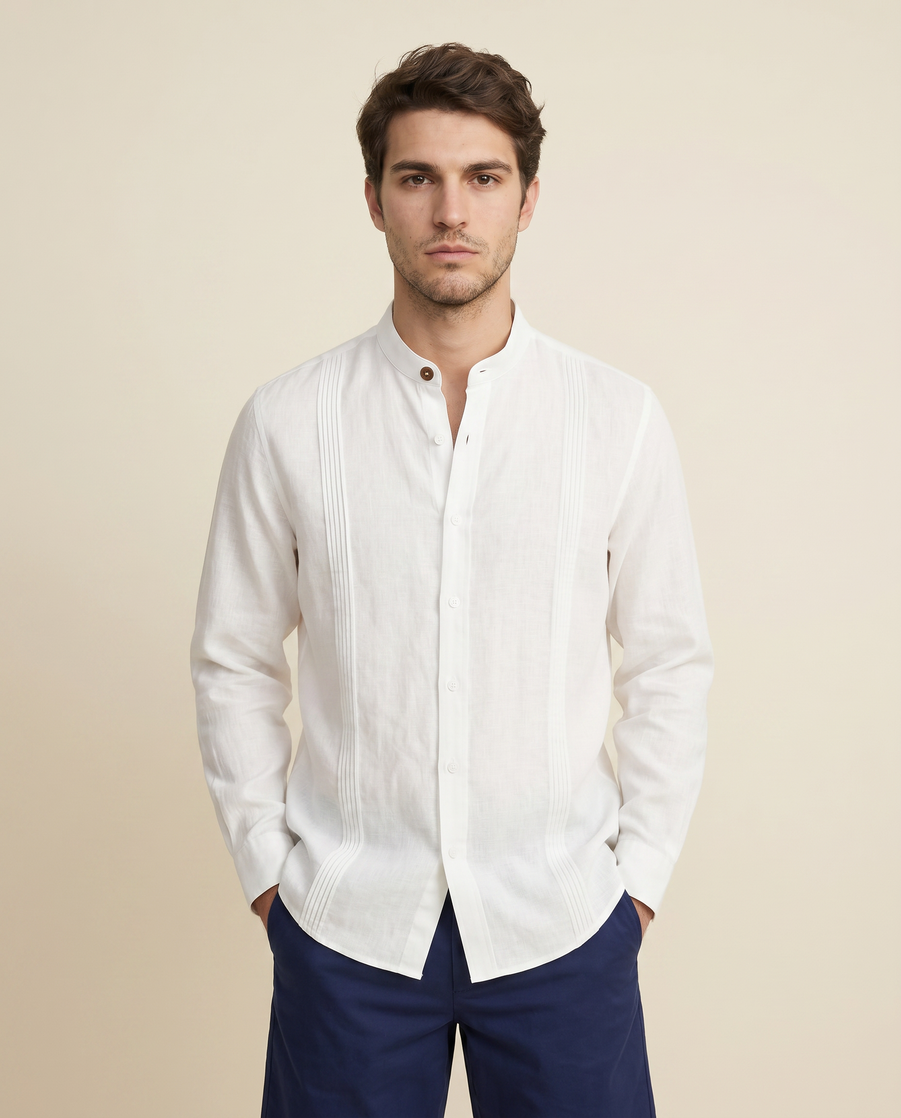 CAMISA MAO ALFORZAS BLANCA