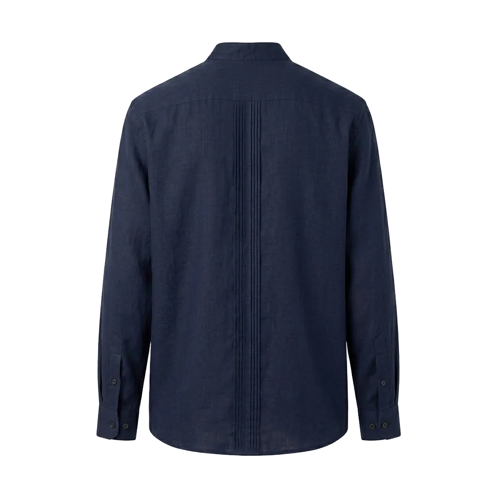 CAMISA MAO ALFORZAS AZUL MARINO