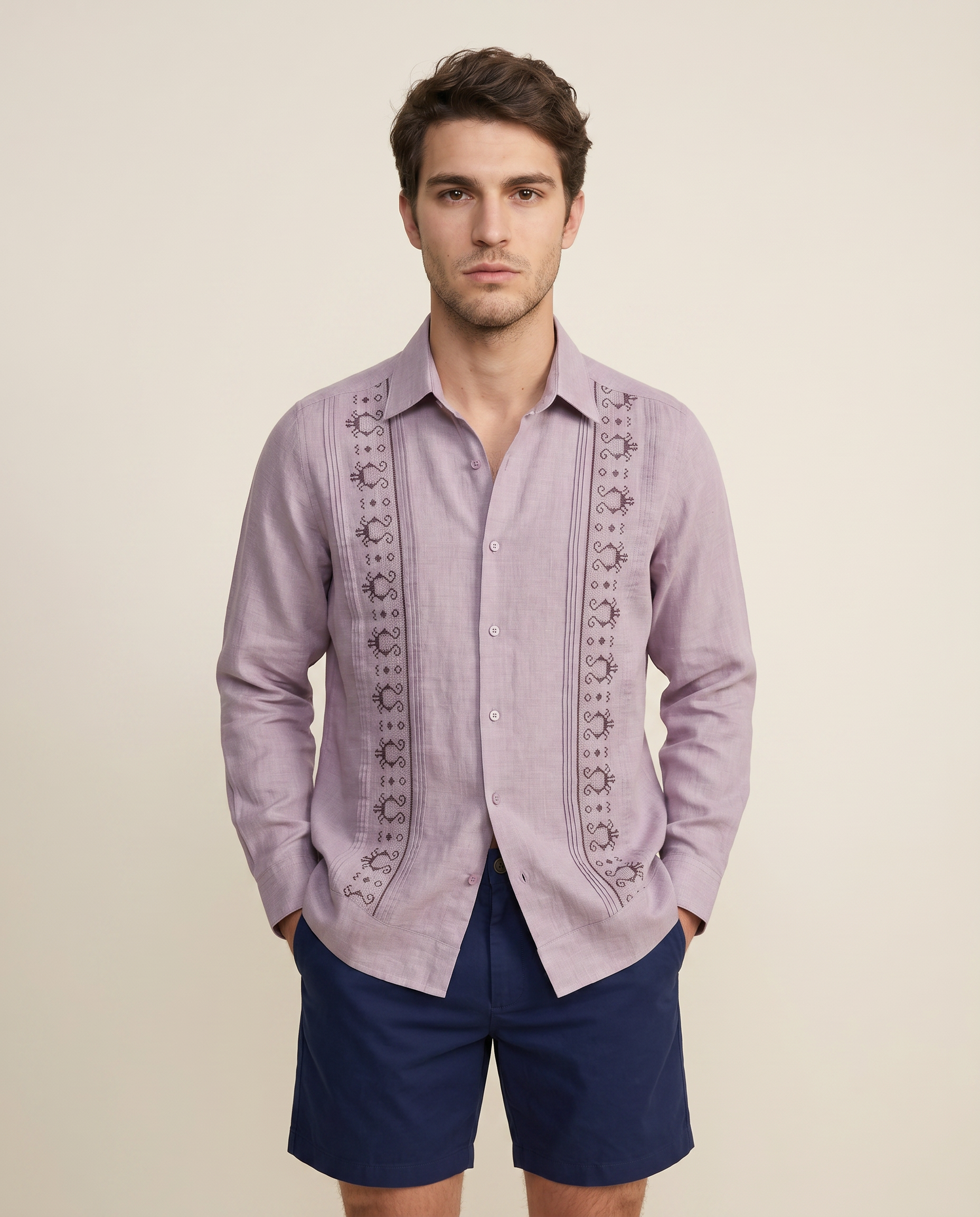 GUAYABERA CARACOL GUINDA