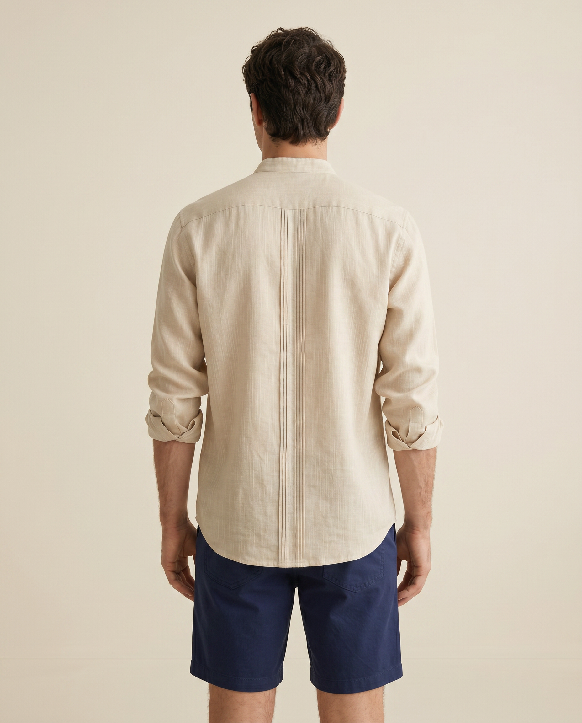CAMISA MAO ALFORZAS BEIGE