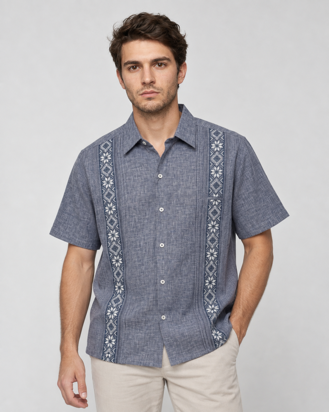 GUAYABERA ANDRÉ GRIS AZULADO