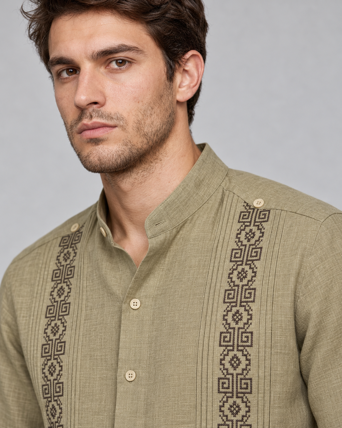 GUAYABERA AZTECA OLIVO MAO