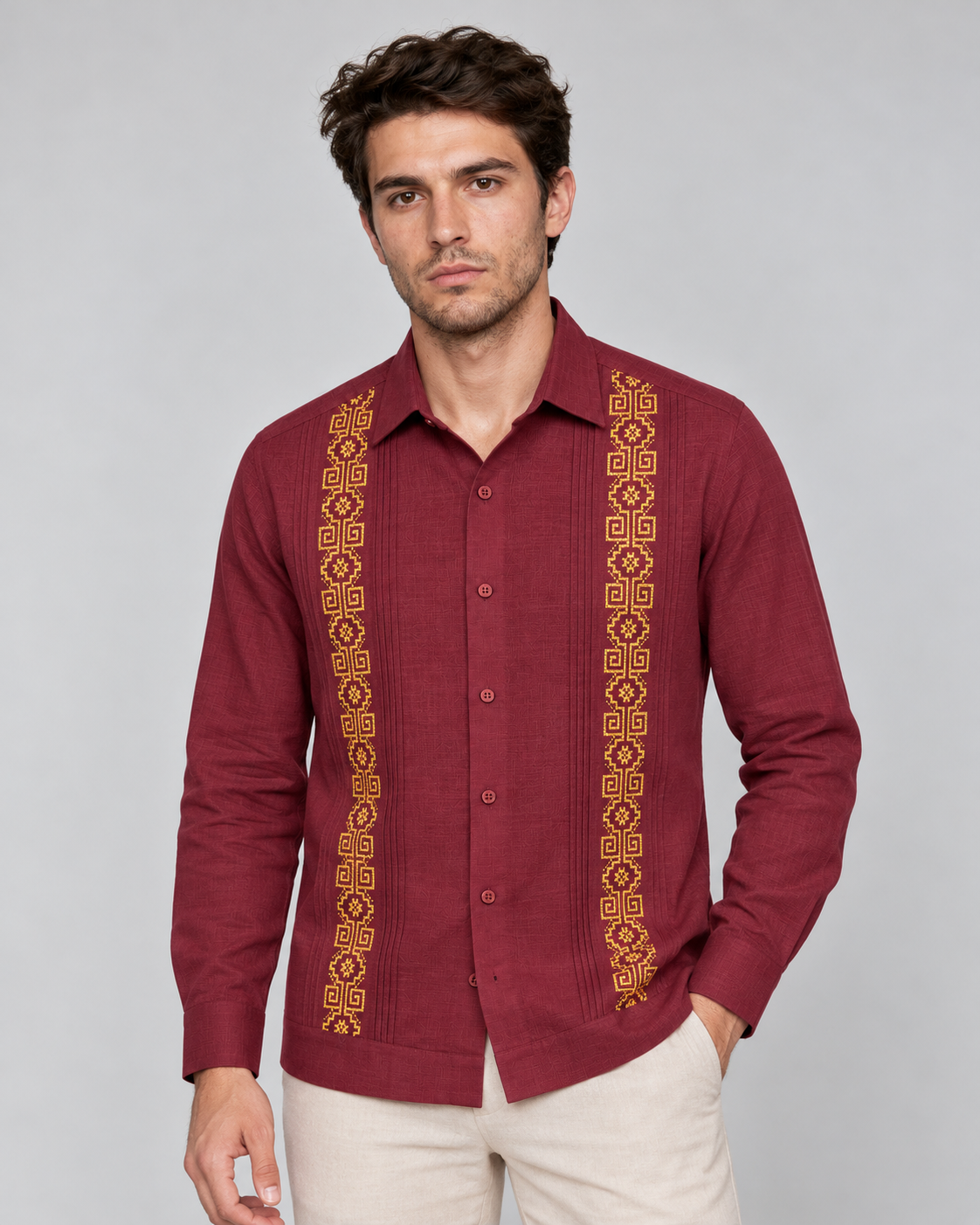 GUAYABERA AZTECA VINO