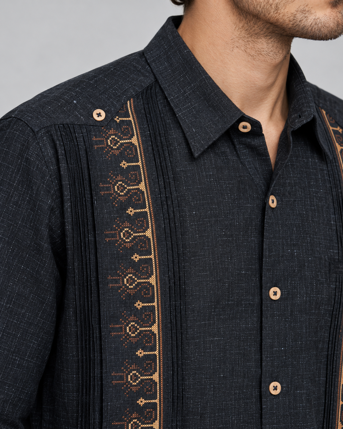 GUAYABERA CARACOL MEZCLILLA