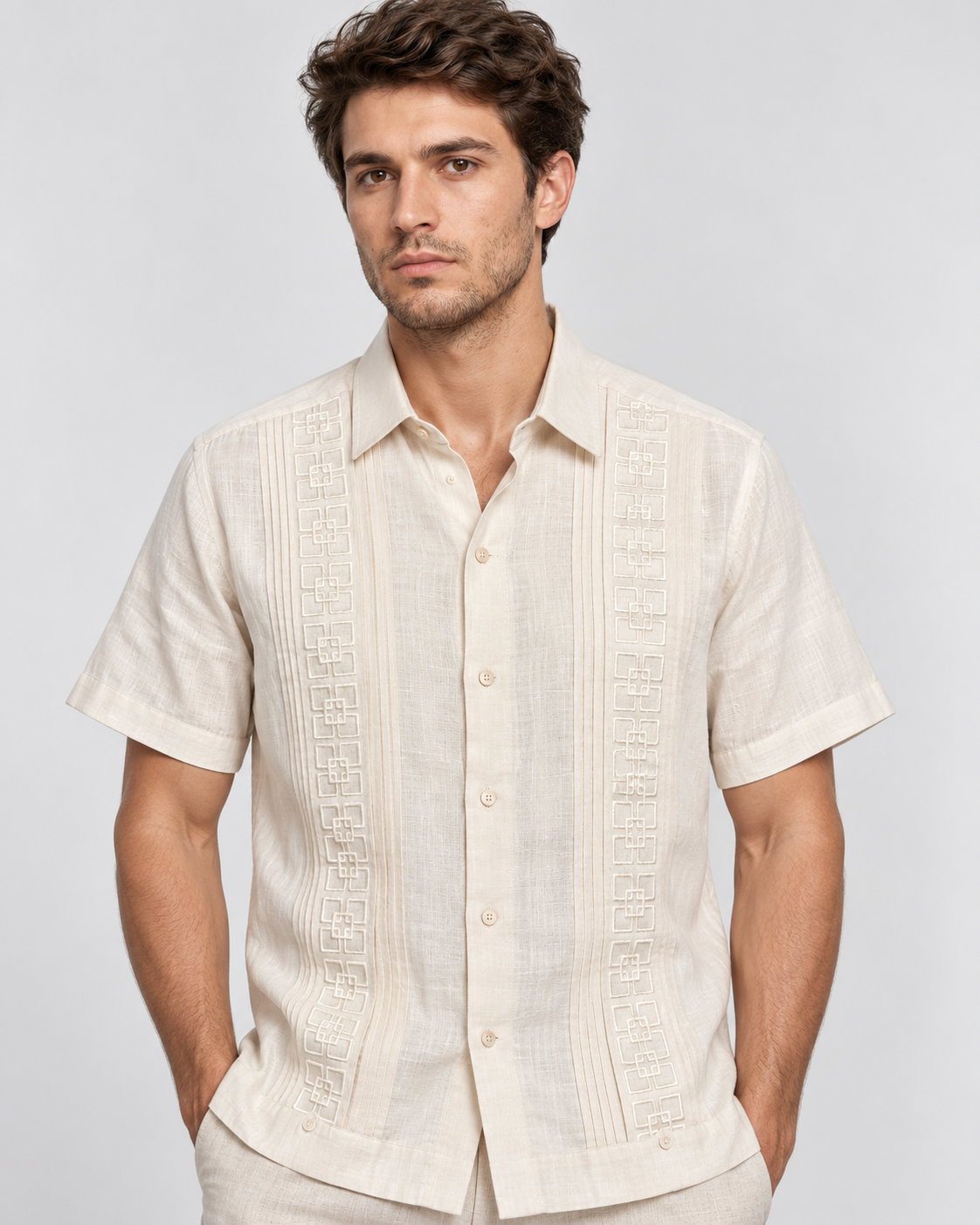 GUAYABERA CHII BEIGE MANGA CORTA
