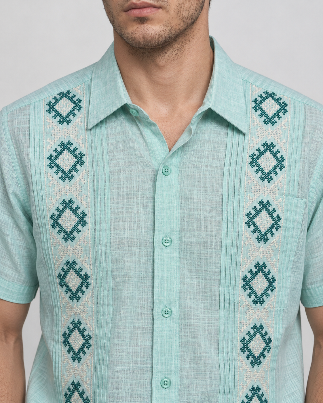 GUAYABERA INTI AQUA MANGA CORTA