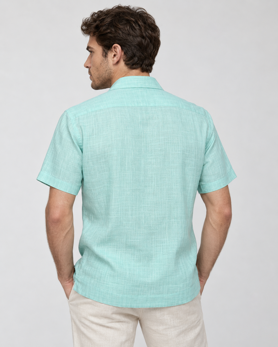 GUAYABERA INTI AQUA MANGA CORTA