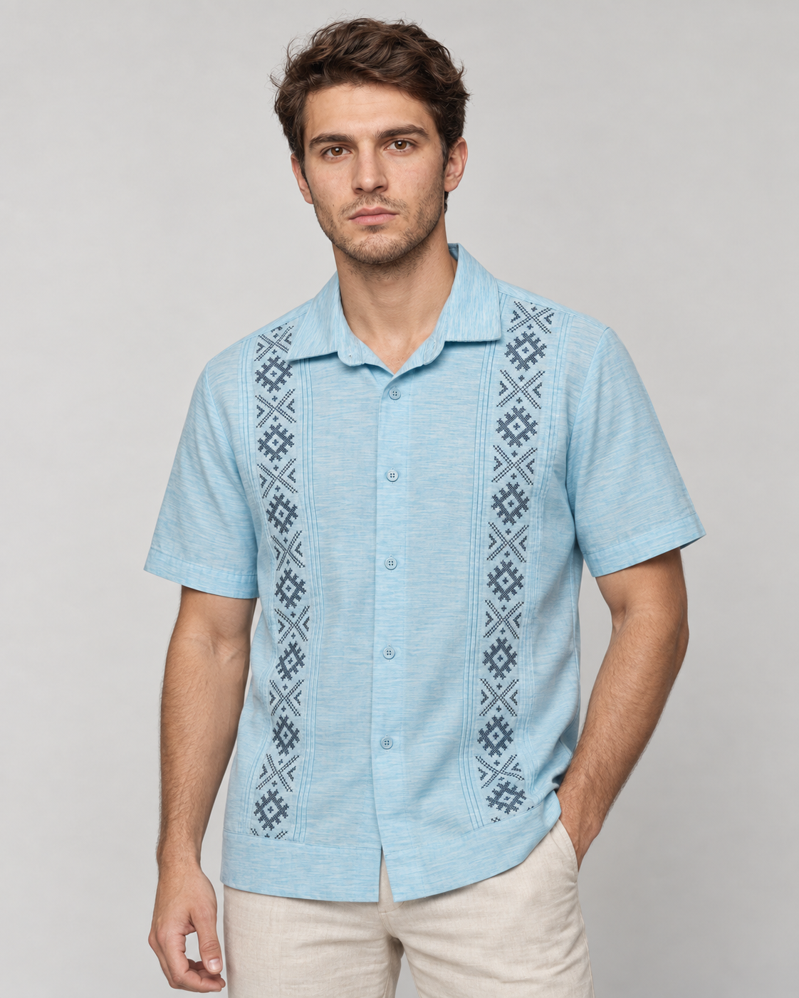 GUAYABERA KAMBA CELESTE